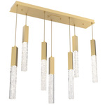 Axis Linear Multi Light Pendant - Gilded Brass / Clear