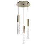 Axis Round Multi Light Pendant - Heritage Brass / Clear