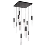 Axis Square Multi Light Pendant - Matte Black / Clear