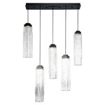 Ledgestone Linear Multi Light Pendant - Matte Black / Clear