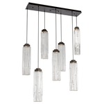 Ledgestone Linear Multi Light Pendant - Matte Black / Clear