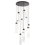 Ledgestone Round Multi Light Pendant - Matte Black / Clear