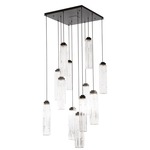 Ledgestone Square Multi Light Pendant - Matte Black / Clear