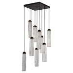 Ledgestone Square Multi Light Pendant - Matte Black / Clear