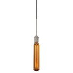 Retro II Penny Lane Pendant - Satin Nickel / Amber Glass