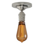 Retro Penny Lane Ceiling Light - Satin Nickel / Amber Glass