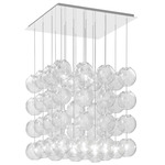 Oto Cube Multi Light Pendant - Mirrored Steel / Crystal