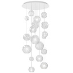 Oto Rain Circle Multi Light Pendant - White / Crystal