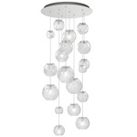 Oto Rain Circle Multi Light Pendant - Nickel / Crystal