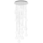 Oto Rain Circle Multi Light Pendant - Mirrored Steel / White