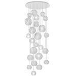 Oto Rain Circle Multi Light Pendant - White / Crystal