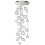 Oto Rain Circle Multi Light Pendant - Nickel / Crystal