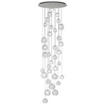 Oto Rain Circle Multi Light Pendant - Nickel / Crystal
