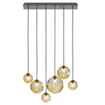 Puppet Linear Multi Light Pendant - Black / Amber