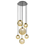 Puppet Round Multi Light Pendant - Black / Amber