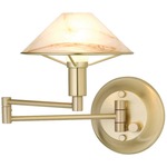 Aging Eye Glass Shade Swing Arm Wall Light - Brushed Brass / Alabaster Brown