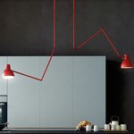 System Semi Flush Ceiling Light / Pendant - Matte Red