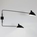 Serge Mouille 2 Straight Arm Wall Sconce - Black