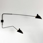 Serge Mouille 2 Rotating Arm Wall Sconce - Black