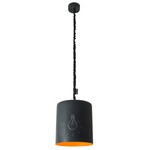 Matt Bin Lavagna Pendant - Black Chalkboard / Orange