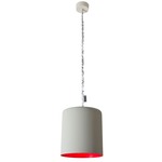 Matt Bin Cemento Pendant - Grey Cement / Red