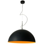 Matt Mezza Luna Lavagna Pendant - Black Chalkboard / Orange