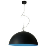 Matt Mezza Luna Lavagna Pendant - Black Chalkboard / Blue