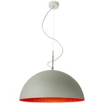 Matt Mezza Luna Cemento Pendant - Grey Cement / Red