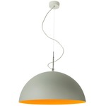 Matt Mezza Luna Cemento Pendant - Grey Cement / Orange