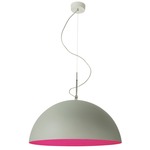 Matt Mezza Luna Cemento Pendant - Grey Cement / Magenta