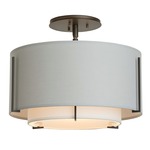 Exos Double Shade Semi Flush Ceiling Light - Dark Smoke / Light Grey