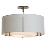 Exos Double Shade Semi Flush Ceiling Light - Dark Smoke / Light Grey