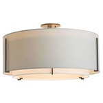 Exos Double Shade Semi Flush Ceiling Light - Dark Smoke / Light Grey