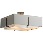 Exos Square Double Shade Semi Flush Ceiling Light - Dark Smoke / Light Grey