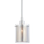 Grid II Pendant - Chrome / Clear/Chrome Mesh