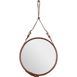 Adnet Round Mirror - Tan Leather