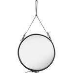 Adnet Round Mirror - Black Leather