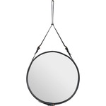 Adnet Round Mirror - Black Leather