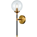Boudreaux Tall Wall Sconce - Antique Gold / Clear