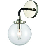 Boudreaux Wall Sconce - Polished Nickel / Clear