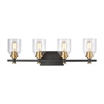 Cambria Bathroom Vanity Light - Matte Black / Satin Brass