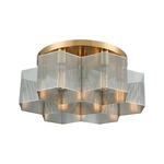 Compartir Semi Flush Ceiling Light - Satin Brass / Polished Nickel