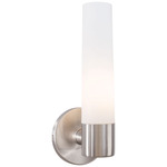 Saber Wall Sconce - Brushed Stainless Steel / Etched Opal