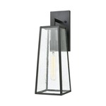 Meditterano Outdoor Wall Sconce - Charcoal Black / Clear Seeded
