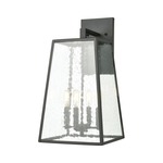 Meditterano 4 Light Outdoor Wall Sconce - Charcoal Black / Clear Seeded