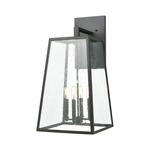 Meditterano 4 Light Outdoor Wall Sconce - Charcoal Black / Clear Seeded