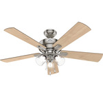 Crestfield Ceiling Fan with Light - Brushed Nickel / Natural Wood / Bleached Grey Pine