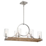 Country Estates Linear Chandelier - Brushed Nickel / Clear Seeded