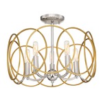 Chassel Convertible Flush Mount / Pendant - Honey Gold / Polished Nickel