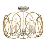 Chassel Convertible Flush Mount / Pendant - Honey Gold / Polished Nickel